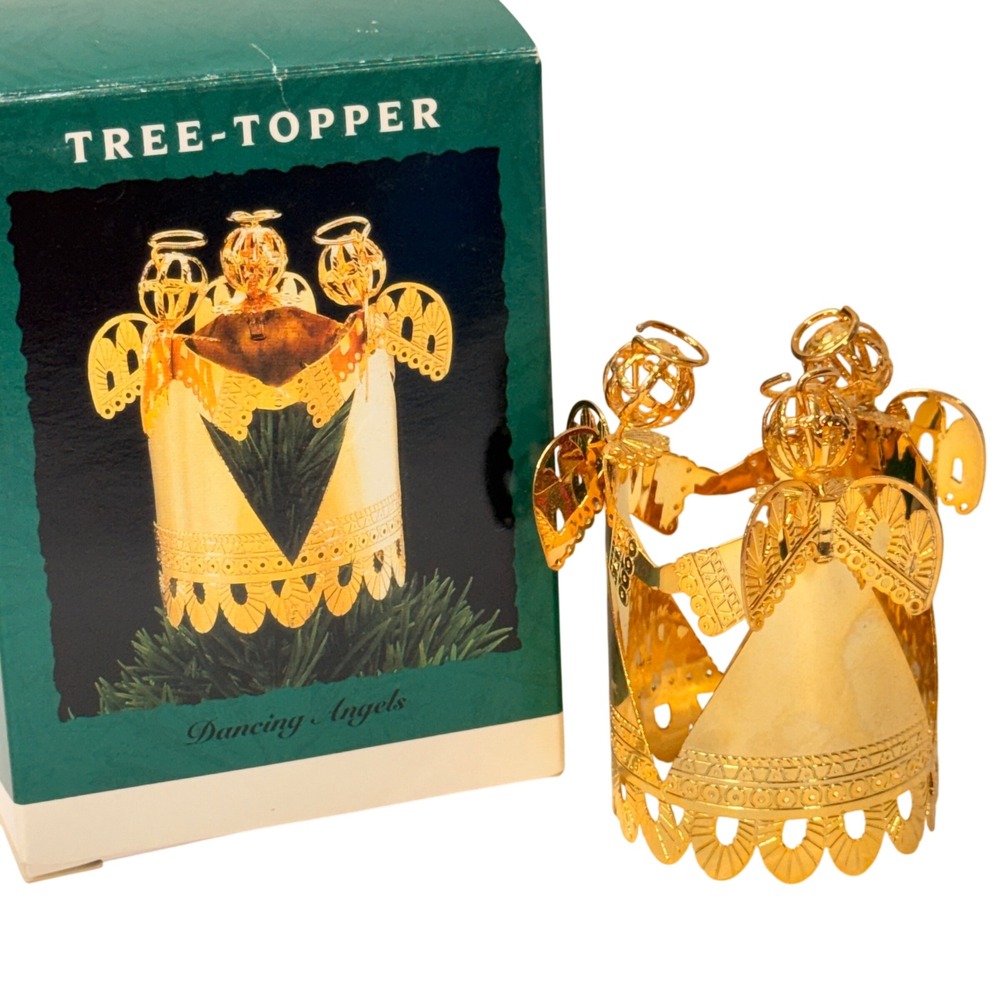 Vintage 1992 Hallmark Dancing Angels Brass‎ Christmas Tree Topper Gold Ornament